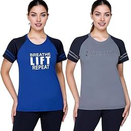 Gym T Shirt for Women Workout, Dry Fit, Quick Dry Running T Shirts (Pack of 2)-image-97