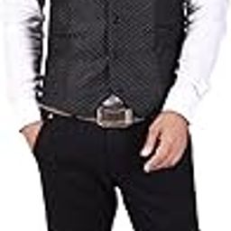 Men's Printed Black Cotton Poly Waist Coat-picture-27