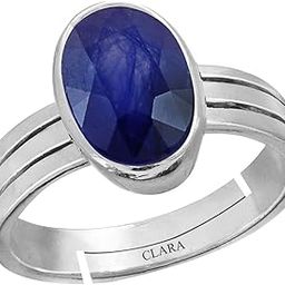 Blue Sapphire Neelam 6.5cts or 7.25ratti Stone Silver Adjustable Ring for Men-image-81
