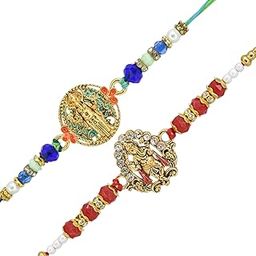 Combo Pack of 2 Rakhis AD studded GaneshaSpritiul,Bhaiya, Bracelet,Designer Set With Pack of Roli-chawal n Rakshabandhan Greetings Card, Kids Rakhi-25050-picture-17