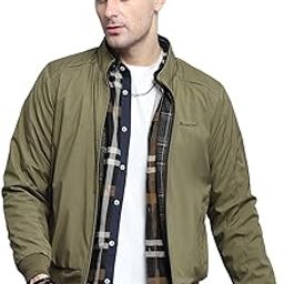 Mens Solid Khakhi Mock Neck Full Sleeves Jacket-image-3