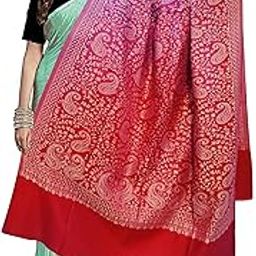Women's Kashmiri Woolen Jamawar Warm and Soft Shawl Wrap for Winter [SIZE:40X80 Inches] (DARK MAROON)-image-69