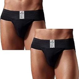 WMX Gym Supporter Trainer Ezee Stretch Cotton Flex Jockstrap with Cup Pocket. Sports Fitness & Recovery (Hernia) - Pack of 2-picture-4