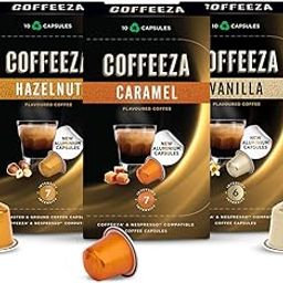 COFFEEZA Flavoured Variety Pack Coffee Capsules - Aluminium Coffee Pods, Box Of 3 (30 Capsules) - 55 Gm-23