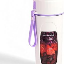 Bigsmall Portable & Rechargeable Smoothie Blender Leak-Proof Lid – For Smoothies, Juices, Milkshakes, Baby Food, Ice Crushing & More (340ml) – 2400mAh Battery, 8 Stainless Steel Blades (Purple)-14