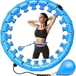 Smart Hula Hoop for Adults and Kids Fitness,Adjustable Length 2 in 1 Abdomen Non-Dropping 360 ° Massage Lose Weight Hoop with 24 Detachable Knots Auto-Spinning Ball (Multi)-image-9