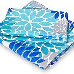 Divine Casa 100% Cotton Bedsheet for Single Bed, 144 TC Bedsheet Single Size Bed Cotton with 1 Pillow Cover (145 X 223 cm, Blue, Floral)-image-78