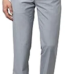 park avenue Men's Smart Fit Polyviscose Blend Flat Front Plain Pattern Grey Formal Trouser-picture-32
