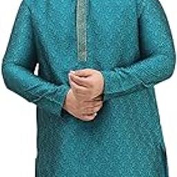 Plus(Since 1958), Men's Silk Blend Self Design ONLY Long Kurta-image-12