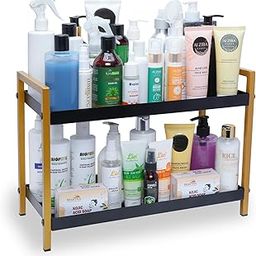 URBANMONK 2 Tier Metal Rack for Kitchen | Metal stand for Bathroom & Dressing Table | Organisers for kitchen storage, Cosmetics Rack | Gold-image-88