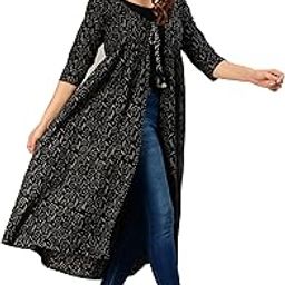 Jaipuri Cotton Printed Black Shrug/Jacket/Cape for Women-image-11