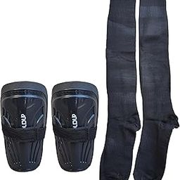 Football Shinguard: Kids' and Boys' Single Strap Shinguard with Stockings and Socks(DADU Black S/M)-image-86