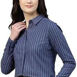hancock Women Striped Pure Cotton Formal Shirt (16262BGrey)-picture-4