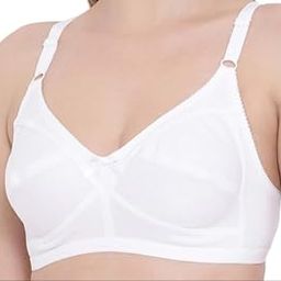 Women's Cotton Blend Non Padded Wirefree Full Coverage Bra White-image-49