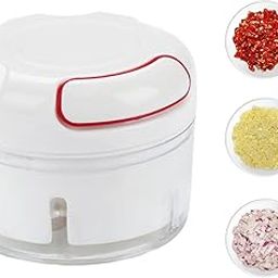 Leeonz Mini Manual Vegetables Chopper, Multi-Functional Pull String Food Processor, Food Slicer for Vegetables, Garlic, Peppers, Onions, Meat, Fruits, Kitchen Mini Food Chopper (White)-14