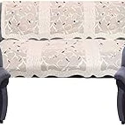 Amazon Brand - Solimo Cotton 5 Seater Sofa Cover Set, Leaf, Cream-image-99