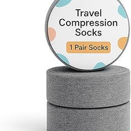 Travel Compression Socks, 1 Pair, Grey, Support Stockings for Flight-image-48