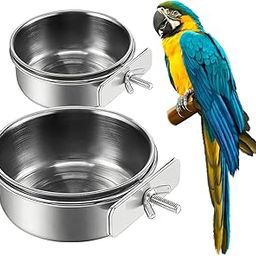 RoverPets 2Pcs Stainless Steel Bird Feeding Bowls, Small Bird Feeding Cup, Stainless Steel Parrot Food Bowl Cage with Holder, Parrot Water Feeder (250ML Pet Cage Cup Holder)-19