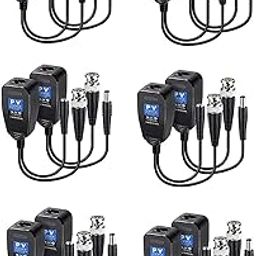 Passive Video Balun | RJ45 Adapter | 8MP Passive Video Video RJ45Balun BNC DC to 5 Network Transceiver Cat5/Cat6 Adapter AHD/TVI/CVI/CVBS, Full HD CCTV DVR Security Surveillance Camera System-2
