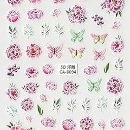 Nail It! 5D Self-Adhesive Nail Art Stickers - Flowers 6094-53