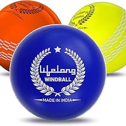 Lifelong PVC Soft Cricket Balls, Set of 3 | Wind Balls for Matches & Practice | Standard Size | Fluorescent Green, Blue, Orange Wind Balls | Lightweight & Water-Resistant | Ideal for All Ages-25