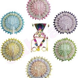 Jahnavi® Laddu Gopal Summer Dress Multicolour Cotton poshaks (Set of 6pcs) Ladoo Gopal Dress/Kanha ji Poshak (Net Poshak, 0no.)-10