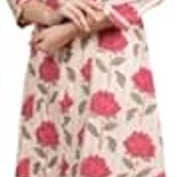Women's Cotton Flex A-Line Kurti Floral Print, Calf-Length, Round Neck, 3/4 Sleeves-image-92
