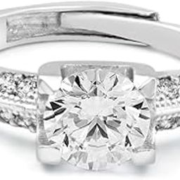 925 Sterling Pure Silver Royal Solitaire Ring, Adjustable | American Diamond Cut | Gifts For Women & Girls |With Certificate of Authenticity | Certified-image-76