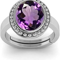 Akshita gems 7.00 Ratti 6.25 Carat Amethyst Purple Crystal Stone Silver with Metal Adjustable Ring for Astrological Purpose for Men and Women-image-7
