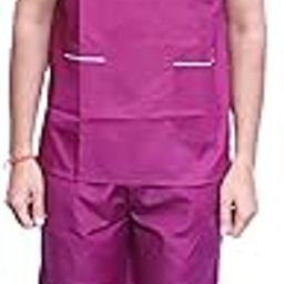 India Unisex Scrub Suit set with Piping comfort cloth V-Neck 3 Pocket Top and Cargo Type Trouser (size 46), purple-image-61