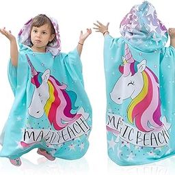 TONY STARK Poncho Towel for Kids, Beach Towel with Hoodie, 60x60cm Travel Towel for 1-7 Years Girls and Boys, Soft Microfiber Sleeved Poncho (Unicorn Starlight Magic)-image-76