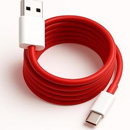Oneplus 80W Supervooc Type A to C 1M Fast Charging Cable Oneplus for 13S/13R/13/12/12R/Nord 4/CE 4/11/11R/10Pro/ 10R/10T/9RT/9R/8R/8T/6/6T/7/7T/Tablet/Laptop (Dash,Warp) 80Watt USB C Charging, Red-10