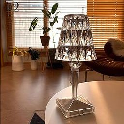 overa Crystal Table Lamp, Battery Operated Lamp with 3-Way Dimmable Color, Acrylic Touch Control Crystal Lamp, Nightstand Decorative Lamp for Living Room Bedroom (Charging Cable. Type - C)-8