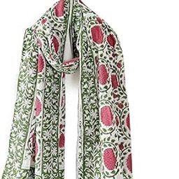 Hand Block Printed Cotton Long Stole Scarves Hijab Neck Wrap Scarf 71" X 21" Inch-image-6