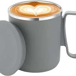 FlexiBin Grey Double Wall Stainless Steel Coffee Mug with Lid | 300ml Insulated Travel Cup | Hot & Cold Use | Leakproof | Tea, Milk, Coffee Mug | Pack of 1-image-83