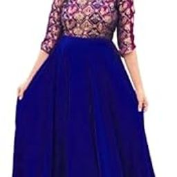 Women's Faux Georgette Print Work Gown Blue Color Stylish-picture-7