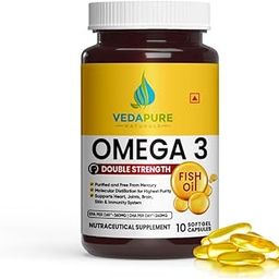Vedapure Omega 3 Fish Oil Capsules | Omega 3 Supplement Triple Strength 1000mg | 60 Fish Oil Sofgelsfor Men and Women | With 360 EPA & 240 DHA | Improves Heart, Brain & Joint Health (Pack of 1)-image-50