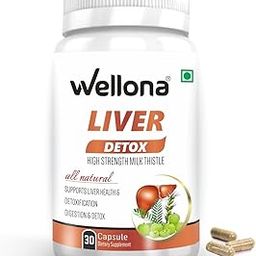 Wellona Liver Detox Supplements for Women & Men | Cleanse & Repair Formula with Milk Thistle, Amla, Dandelion and Turmeric for Fatty Liver Support and Healthy Digestion, 30 Capsules (Pack of 1)-53