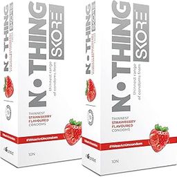 Skore Nothing Thinnest Pleasure Condoms |Flavored Strawberry |with Disposal Pouches| pack of 2 | 10's each-picture-16