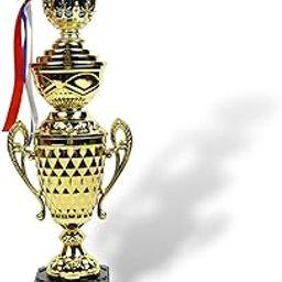 ArtRight Double Layered Goldwinner Lucky Trophy for Winners with Blue Crown - Multipurpose Award for Winners, 45cm, Metallic-Fiber-image-78