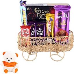 SFU E Com Gift Hamper For All Festivals And Occasions | Valentine Love Teddy Bear With Chocolate Combo | Valentine Chocolate Hamper | 686-8