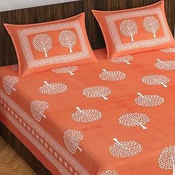 JAIPUR PRINTS 100% Cotton Rajasthani Jaipuri Traditional Floral King Size Double Bedsheet with 2 Pillow Covers - Multicolor Bedsheets 10-image-32