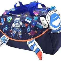 MOM CARE Baby Travel Bag,Kids Duffle Bag for Sports,Swimming,Overnight,Tote Handbag for Girls Boys Birthday Gift for 1-12Years Blue Space Theme Pack of 1-image-18