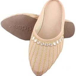 KISHORI Creations Stylish Ethnic Rajasthani Jaipuri Jutis for Women (Cream)-image-80