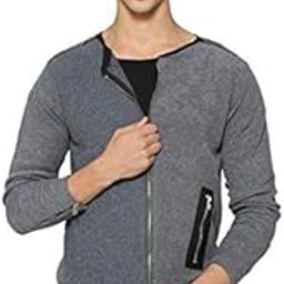 Cotton Full Sleeve Round Neck Solid Men Casual Jacket-image-6