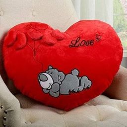Delicado Velvet Huggable Heart Shape Sleeping Dog Soft Plush Stuffed Cushion Pillow Toy, Red-7