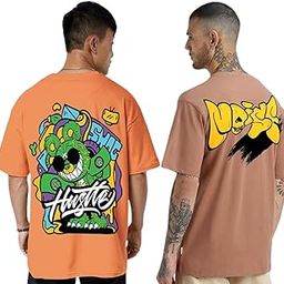 Pure Cotton Oversized Loose & Baggy Fit Drop Shoulder Half Cool Graphic & Typographic Printed T-Shirts Combo for Men & Boys (Size Options: S to 2XL)-image-9
