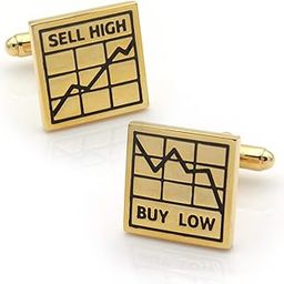 Buy Low Sell High Stock Market Financial Consultant Investment Banking Gold Cufflinks, Small, Brass, no gemstone-image-19