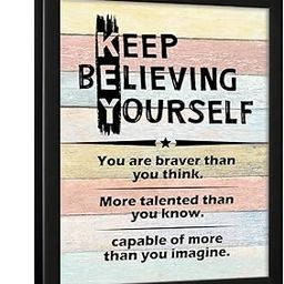 Chaka Chaundh Engineered Wood-Inspirational Framed Posters Motivational Quotes Wall Frames -Photos With Quotes-(14 X 11 Inches)(Keep Believing Yourself-Multicolor)-picture-5