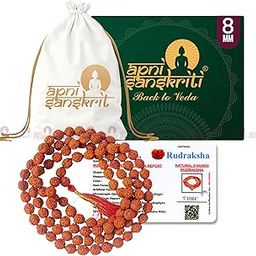 Apnisanskriti 5 Mukhi Rudraksha Mala for Jaap and Men/Women Wearing (8 mm, Large Bead Size, 108+1 Beads, Lab Certified) - Natural Brown Rudraksha Beads - Pack of 1-image-40